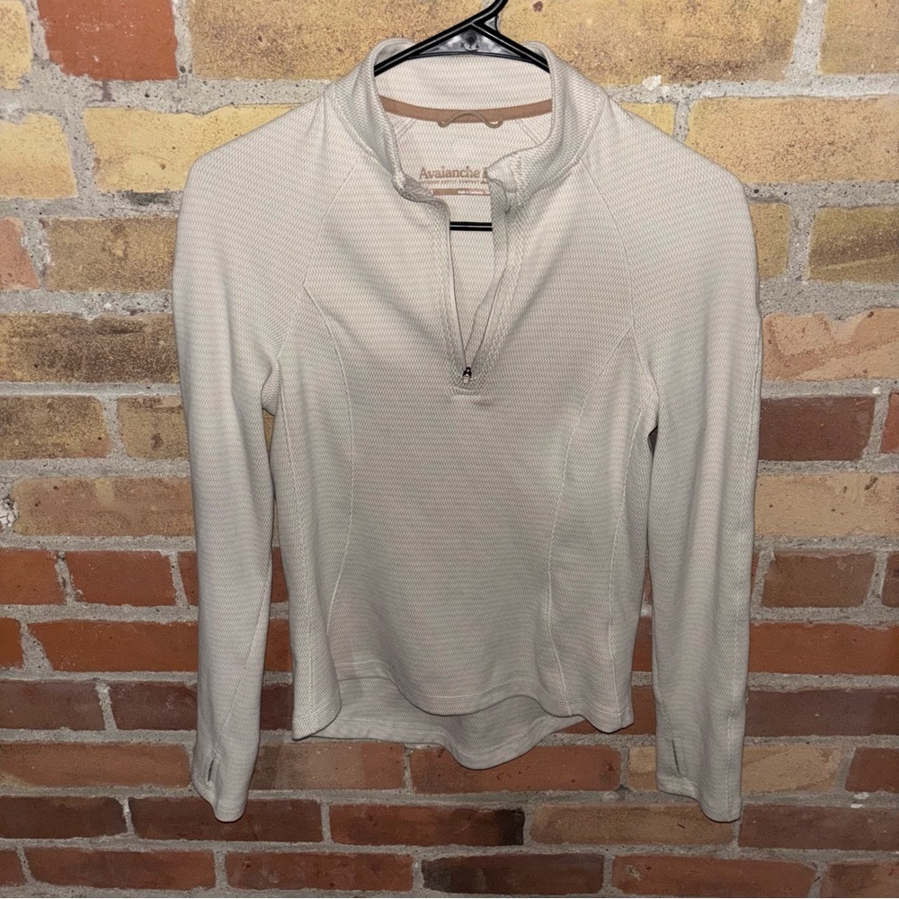 Women's Light Beige Long Sleeve Quarter Zip - Avalanche Outdoor Supply Company